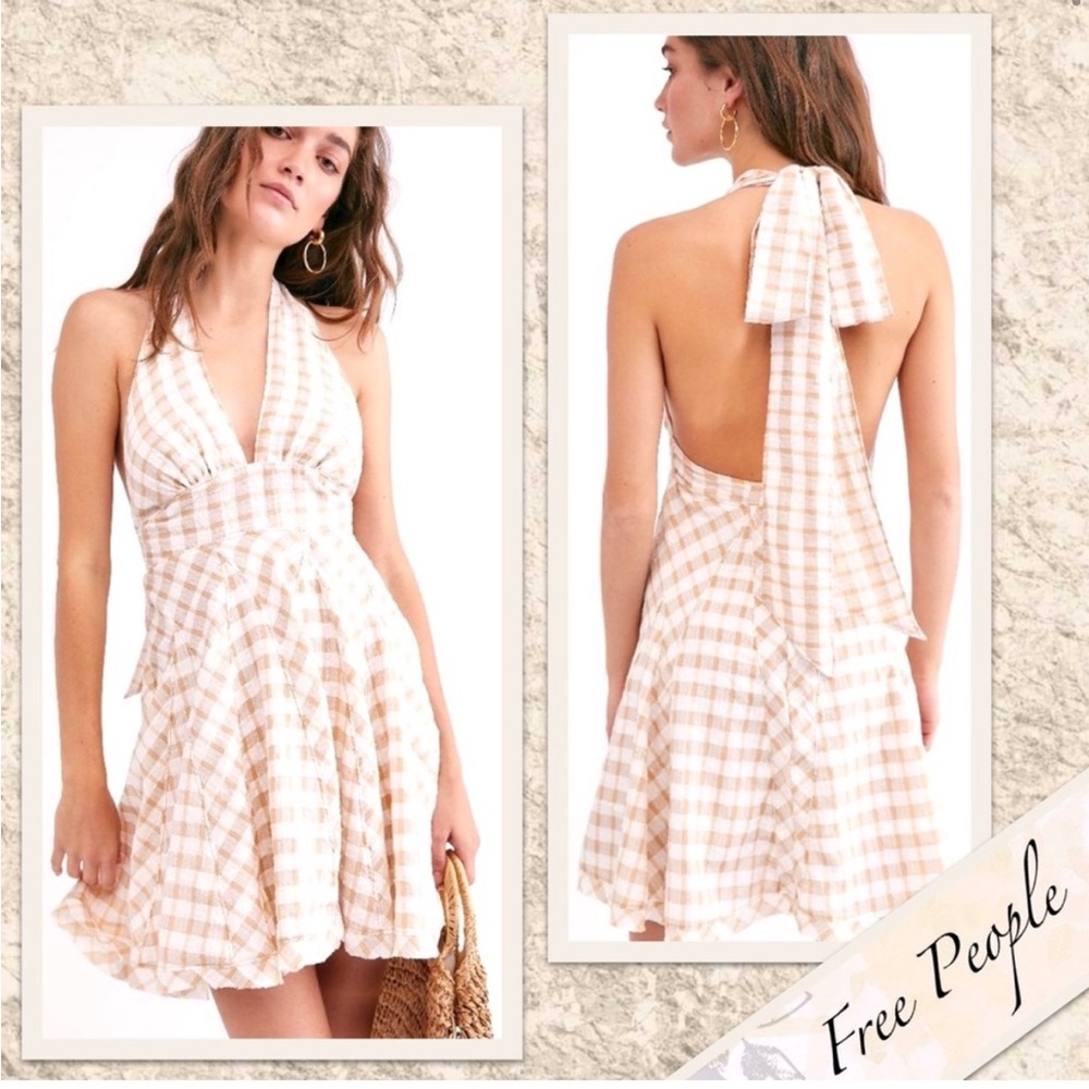 Free People Do the Twist Checkered Halter Dress